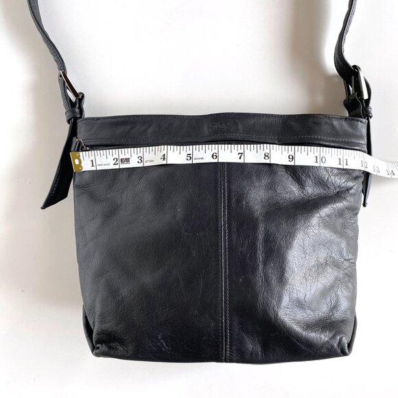 SAS Leather Bucket Handbag Shoulder Crossbody Adjustable Strap Black - Picture 5 of 16